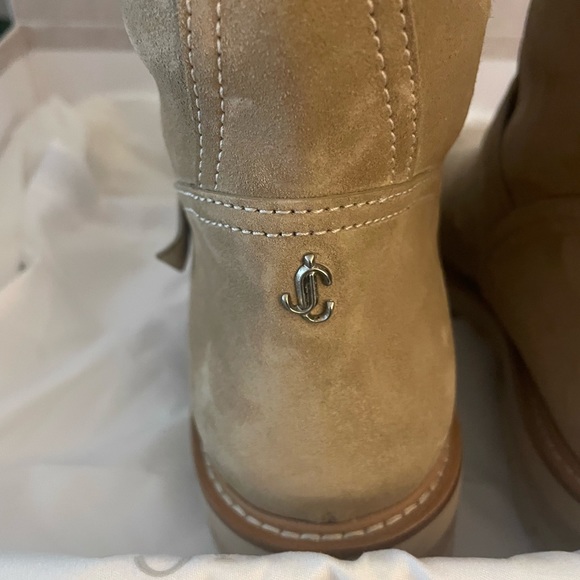 18- JIMMY CHOO Suede Stucco/Natural Boot - Picture 7 of 14